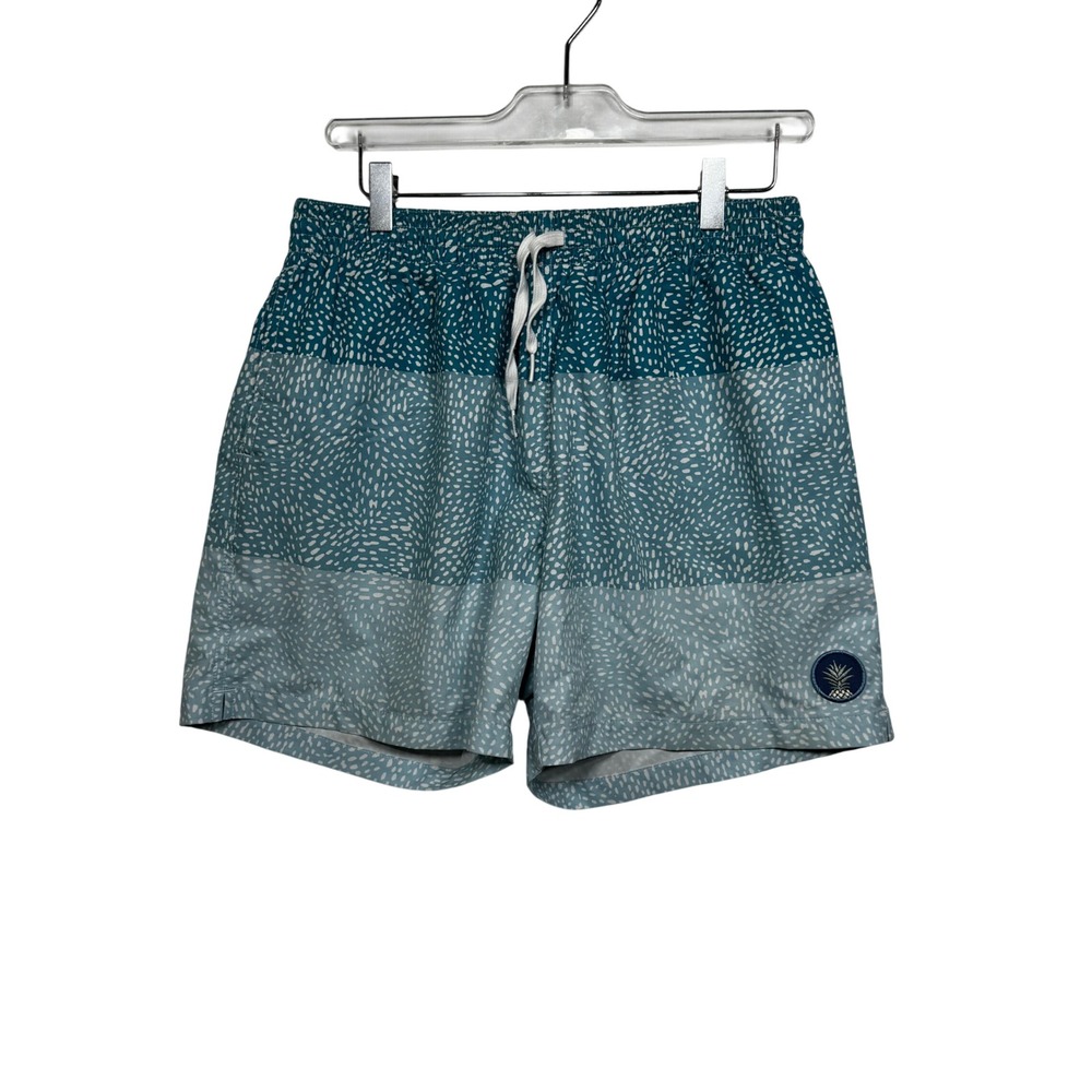 Chubbies Mens Teal Blue Colorblock Speckled Swim Trunks 5.5 Inseam Large